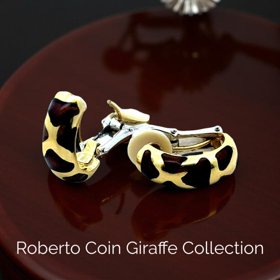 Roberto Coin Giraffe Enamel 18K Yellow Gold Earrings