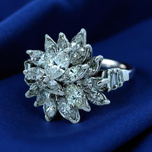  1970's Diamond and Platinum Cluster Ring
