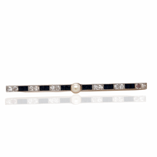  Diamond, Sapphire and Pearl 18K Yellow Gold Brooch