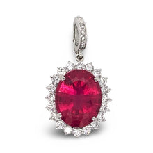  13.71ct Oval Pink Tourmaline Diamond and Platinum Pendant