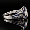 Estate Designer Diamond & Sapphire 18KT White Gold Ring