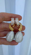 Designer AKMS 18.88cttw Diamond (Light Pink, white, Yellow) 18kt Tricolor Dangle Earring