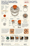 Zydo 5.10 ct Orange Sapphire and Diamond 18K White Gold Ring