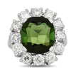 Fine Tourmaline and Diamond Platinum Ring