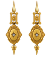 Victorian Estate Liodet-Geneva Switerland 15KT Yellow Gold & Rose Cut Diamond Earrings, Pendant & Brooch Locket. Original Fitted Box Circa 1855-1870