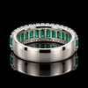 Estate Designer Fine Emerald & Diamond 18KT White Gold Ring
