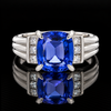 Estate Fine Tanzanite and Diamond Platinum Ring
