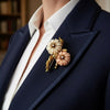 Circa 1960's Italian Angel Skin Coral and Diamond 18kt. Yellow Gold Brooch