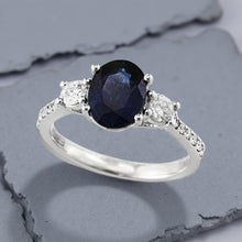  Effy Sapphire, Diamond and 14K White Gold 3-Stone Ring