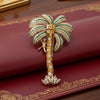 Italian Modern 1980's 18K Yellow God 15.00 cttw Yellow Sapphire, Emerald and Diamond Monkey on Palm Tree Brooch