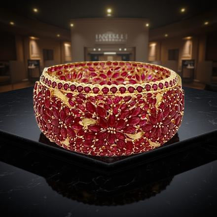 55ctw Ruby 18k Yellow Gold Bangle