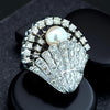 Oyster Cultured Pearl and Diamond Platinum Ring