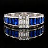 Estate Designer Fine Sapphire & Diamond 18KT White Gold Ring