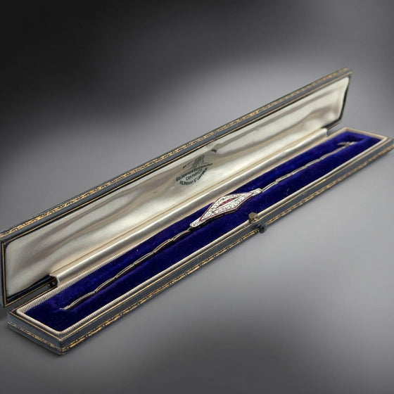 Art Deco Diamond and Ruby Platinum and 18K Yellow Gold Bracelet