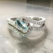  Leo Schachter Aquamarine and Diamond Bridal Set Ring 14863