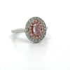 Contemporary Natural Fancy Pink Purple Diamond (GIA) and White Diamond Platinum Ring