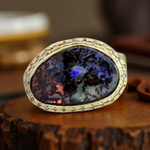  9.34ct Black Opal Diamond Custom Made 18K Yellow Gold Ring