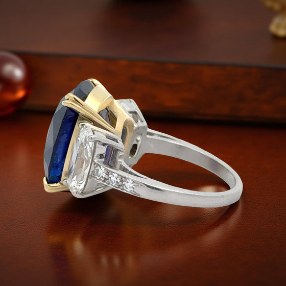15.02 ct Madagascar Cushion Cut Sapphire and Diamond Ring