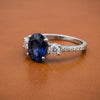 Effy Sapphire, Diamond and 14K White Gold 3-Stone Ring