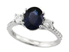 Effy Sapphire, Diamond and 14K White Gold 3-Stone Ring