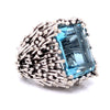 Custom Made Aquamarine and 18k White Gold Thistle Ring
