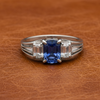 Sapphire and Diamond Three Stone Platinum Ring