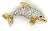Diamond Platinum/18K Yellow Gold Dolphin Brooch