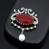 Coral and Diamond Platinum Pendant