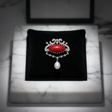  Coral and Diamond Platinum Pendant