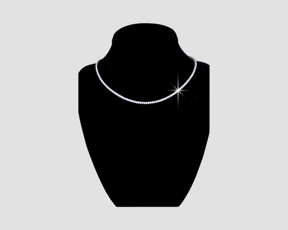 Diamond and 14K White Gold Straight Line Tennis Necklace