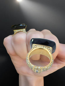  Designer Diamond and Quartz 18 Kt Yellow Gold Ring