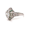 Art Deco Diamond and Emerald Platinum Ring
