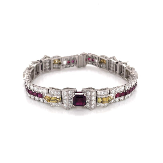 London Estate Art Deco Gem Ruby Diamond Platinum Bracelet Black Star Frost 14336