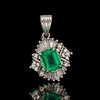 Estate Emerald & Diamond Platinum Pendant