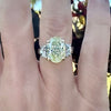 Natural Fancy Green Yellow 4.63ct Oval Center Diamond Platinum & 18K Yellow Gold Ring