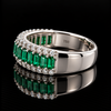 Estate Designer Fine Emerald & Diamond 18KT White Gold Ring