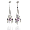 Diamond, Pink and Blue Sapphire and 18K White Gold Dangle Earrings