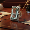 Estate Aquamarine and Diamond Platinum Ring