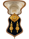 Victorian Estate Liodet-Geneva Switerland 15KT Yellow Gold & Rose Cut Diamond Earrings, Pendant & Brooch Locket. Original Fitted Box Circa 1855-1870