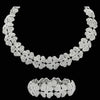 Estate Vintage Cartier 80.19cttw Diamond Clover 18Kt White Gold Necklace & Bracelet Set