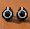 Onyx, Diamond and 18K Yellow Gold Earrings