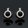 Onyx, Diamond and 18K Yellow Gold Earrings