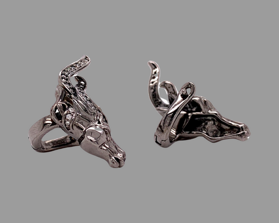 Diamond and Black Rhodium Horse Earrings