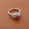 Mid Century Modern Ruby and Diamond Platinum Ring