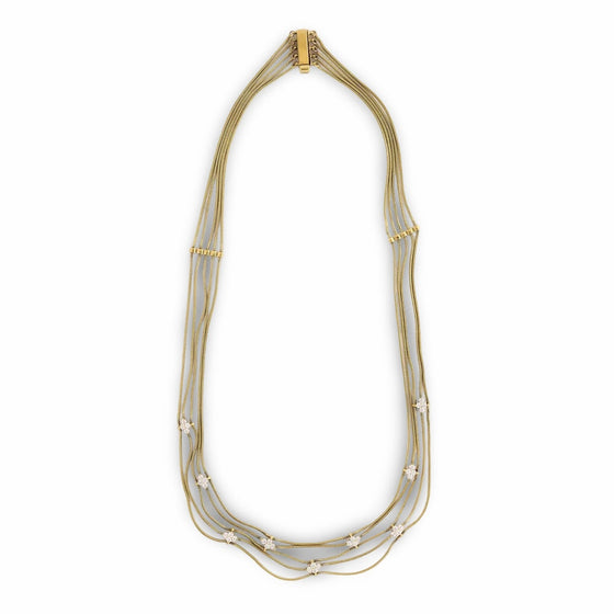 NYC Designer Jose Hess Diamond Multi Strand 18Kt Yellow Gold Necklace