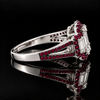 Estate Designer Diamond & Ruby 18K White Gold Ring
