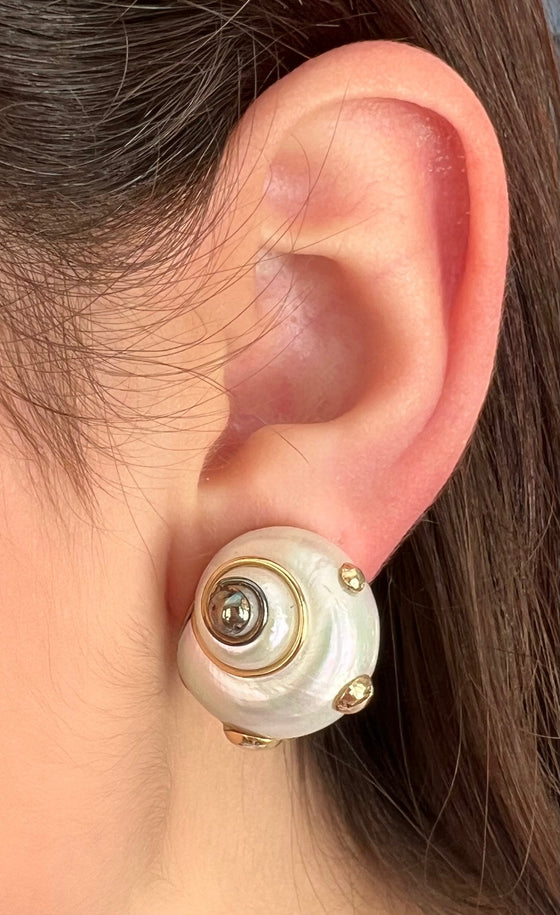 Mazza Mother of Pearl and 14K Yellow Gold Shell Earrings