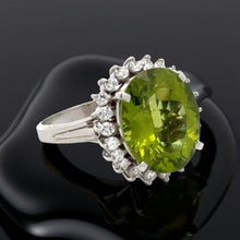  Peridot and Diamond Platinum Ring