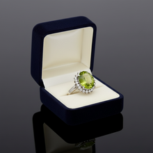  Peridot and Diamond Platinum Ring