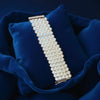 Italian 5 Row 7.75-8.50mm Cultured Pearl 14K White Gold Wide Bracelet